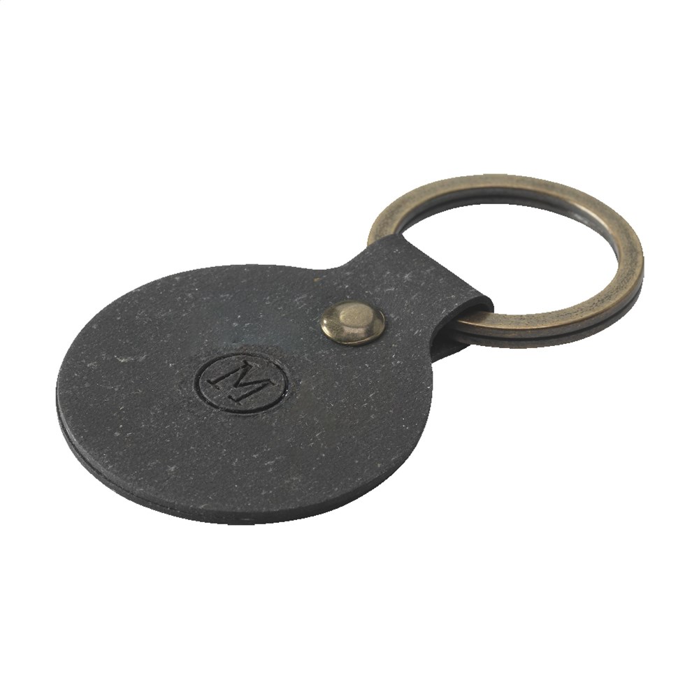 Recycled Leather Keyring Round