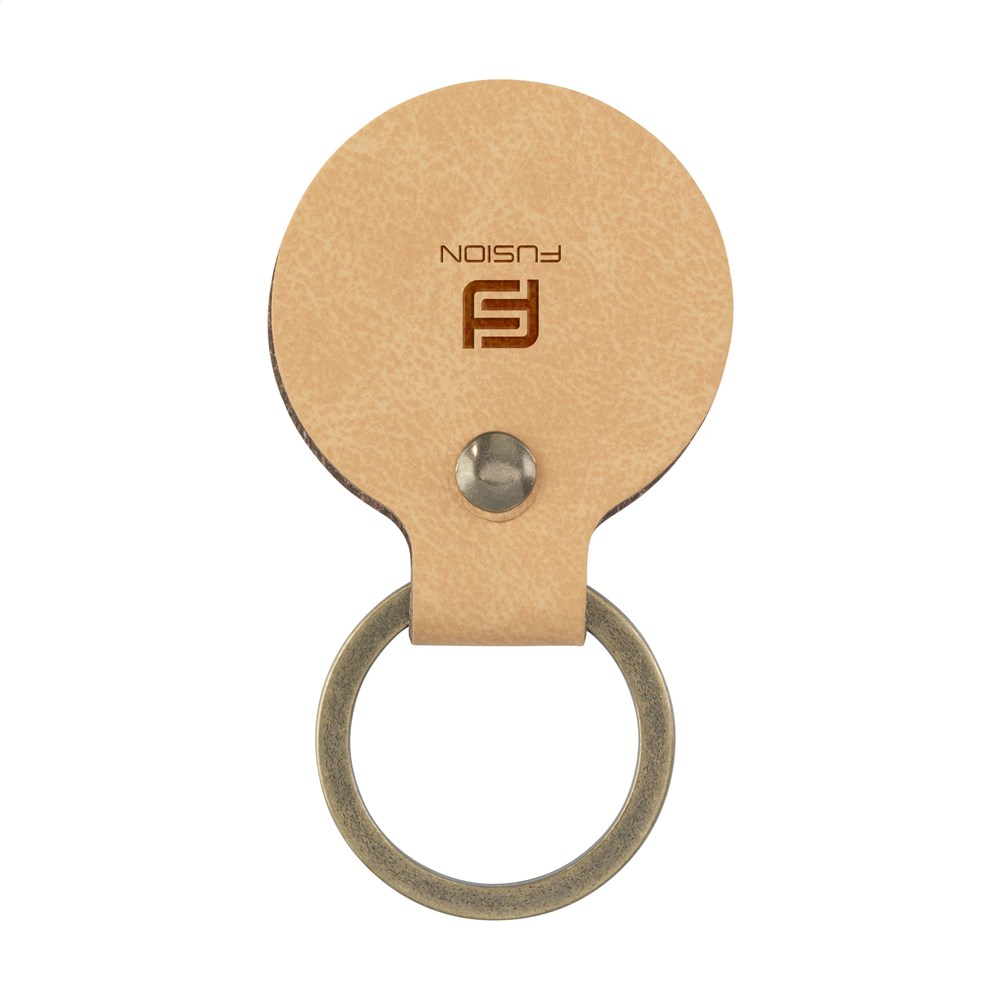 Recycled Leather Keyring Round