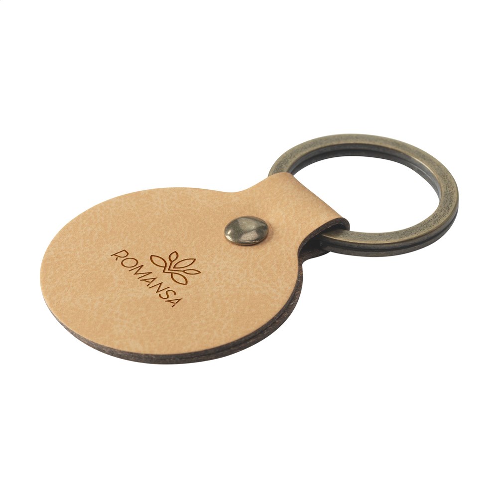 Recycled Leather Keyring Round